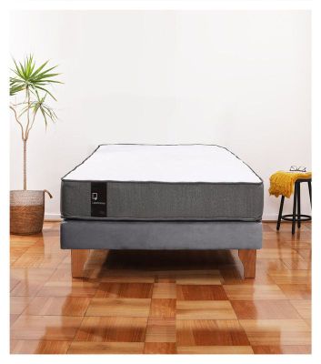 Cama Europea Zen Best 1.5 Plaza Colchon Resortes Base Dividida Tela Gris