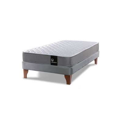 Imagen 2 del producto Cama Europea Zen Best 1.5 Plaza Colchon Resortes Base Dividida Tela Gris