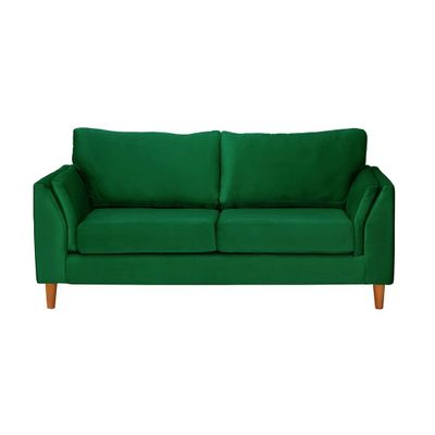Sofá Milan 2C Tela Velvet Verde Con Asiento de Resortes Pocket