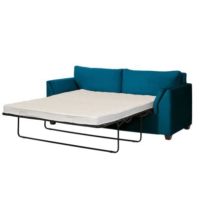 Sofá Cama Milan 2PL Tela Velvet Azul Petroleo Con Asiento de Resortes Pocket