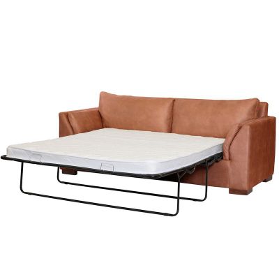 Sofá Cama Milan 2PL Cuero Kentucky Tabaco Con Asiento de Resortes Pocket