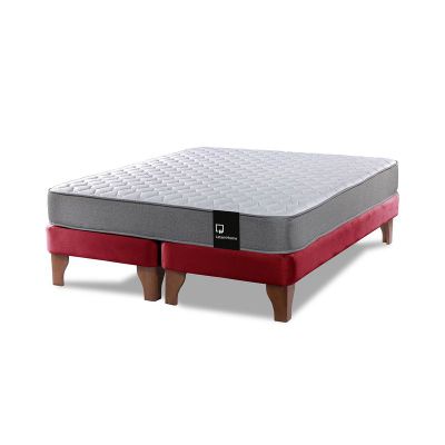 Imagen 2 del producto Cama Europea Zen Best 2 Plazas Colchon Resortes Base Dividida Tela Burdeo