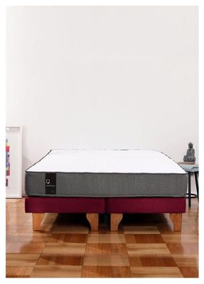 Cama Europea Zen Best 2 Plazas Colchon Resortes Base Dividida Tela Burdeo