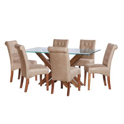 Juego De Comedor Merida 6 Sillas Oviedo Cuero Kentucky Beige