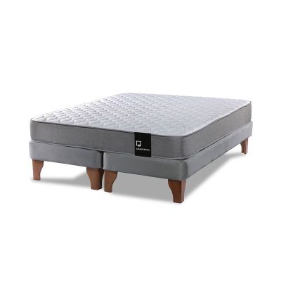 Imagen 2 del producto Cama Europea Zen Best 2 Plazas Colchon Resortes Base Dividida Tela Gris