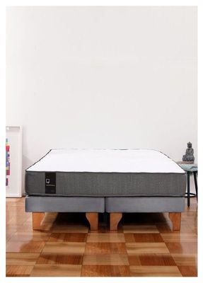 Cama Europea Zen Best 2 Plazas Colchon Resortes Base Dividida Tela Gris