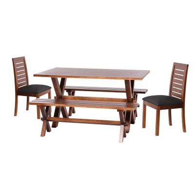 Juego De Comedor Sevilla 2 Sillas  Tenerife + 2 Bancas Cuero Kentucky Negro