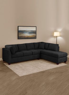 SECCIONAL PADUA DER TELA VELVET NEGRO