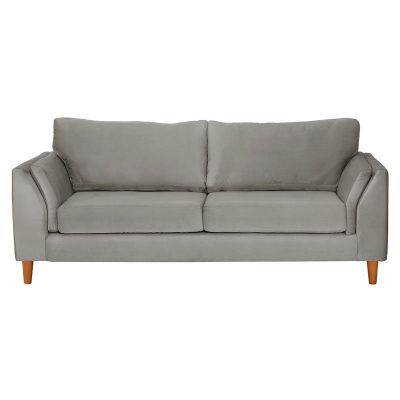Sofá Milan 3C Tela Velvet Gris Con Asiento de Resortes Pocket