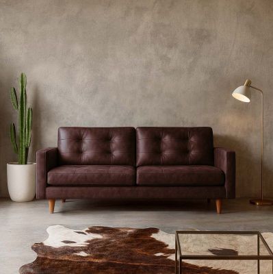 Imagen 1 del producto SOFA NAPOLES 3C CUERO KENTUCKY CAFE MORO