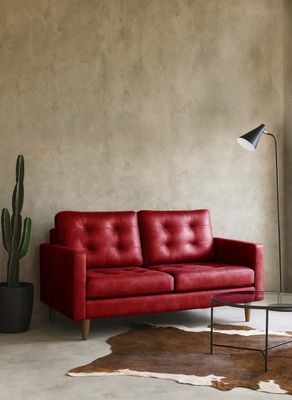 SOFA NAPOLES 2C CUERO KENTUCKY ROJO