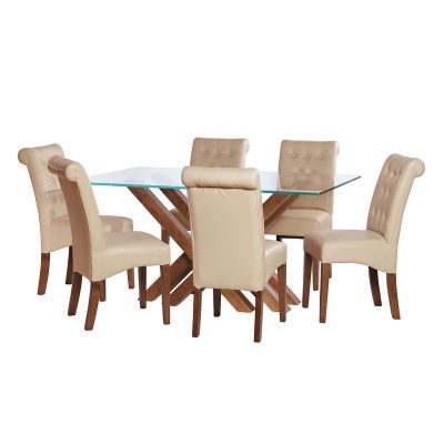 Juego De Comedor Merida 6 Sillas Oviedo Pu Beige