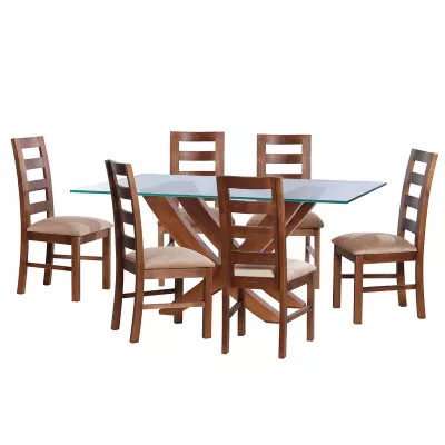 Juego De Comedor Alicante 6 Sillas Granada  Tela Velvet Beige