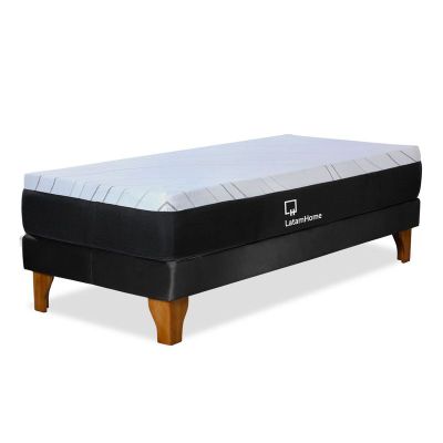 CAMA ZEN TOP SPRING  HYBRID TELA NEGRO 1 1/2PZA