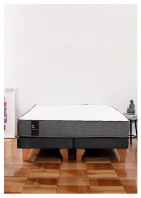 Cama Europea Zen Best 2 Plazas Colchon Resortes Base Dividida Tela Negro