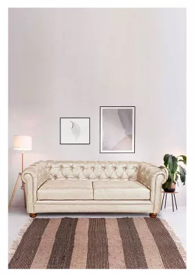 Sofa Florencia 3 Cuerpos Cuero Colorado Beige