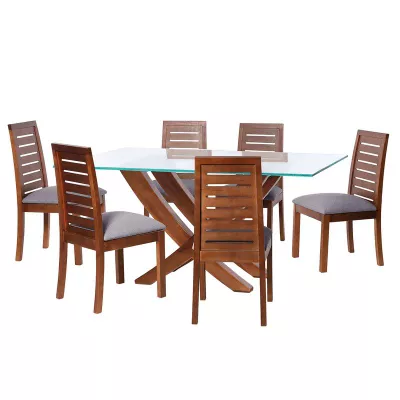 Juego De Comedor Alicante 6 Sillas Tenerife Lino Gris Claro