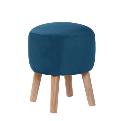 Pouf Nantes Tela Velvet Azul Petroleo