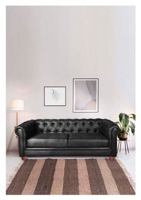Sofa Florencia 3 Cuerpos Cuero Colorado Negro