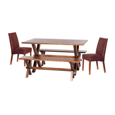 Imagen 1 del producto Juego De Comedor Sevilla 2 Sillas Cadiz + 2 Bancas Tela Velvet Chocolate