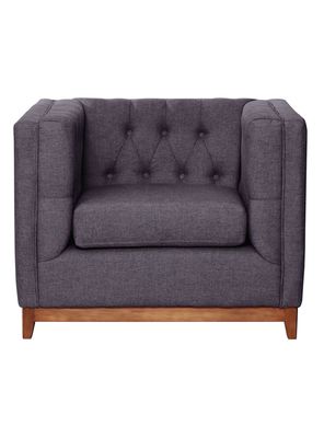 Sofá Roma 1 Cuerpo Capitoné Lino Gris Oscuro