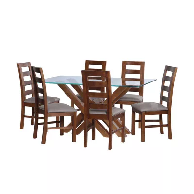 Juego De Comedor Merida 6 Sillas Granada Cuero Kentucky Gris