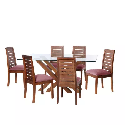 Juego De Comedor Merida 6 Sillas Tenerife Tela Velvet Palo Rosa