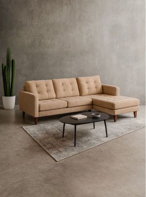 Sofa Chaiselong Der Napoles Tela Velvet  Beige