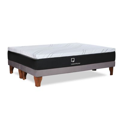 Cama Zen Top Foam Soft Tela Velvet Gris 2Pza