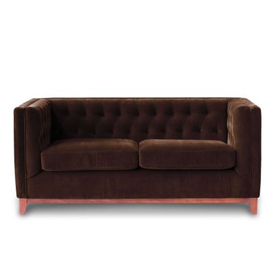 Sofá Roma 2 Cuerpos Capitoné Tela Velvet Chocolate