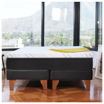 Cama Zen Top Spring  Hybrid Pu Negro Super King