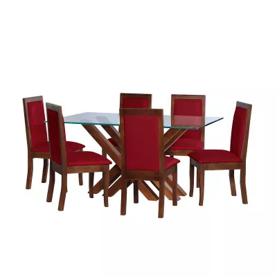 Juego De Comedor Merida 6 Sillas Girona Pu Rojo