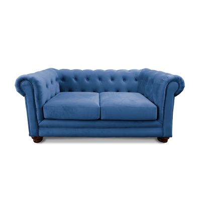 SOFA FLORENCIA 2C TELA VELVET AZUL PETROLEO
