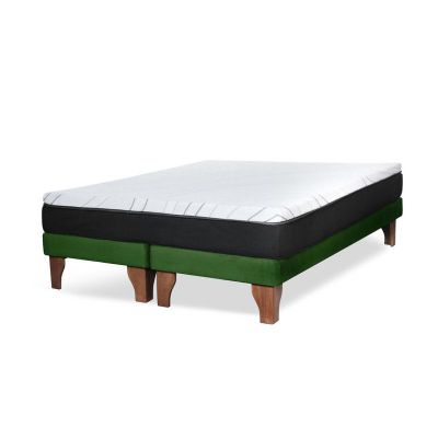Imagen 2 del producto Cama Europea Zen Pro Colchon Resortes 2 Plazas Base Dividida Tela Verde