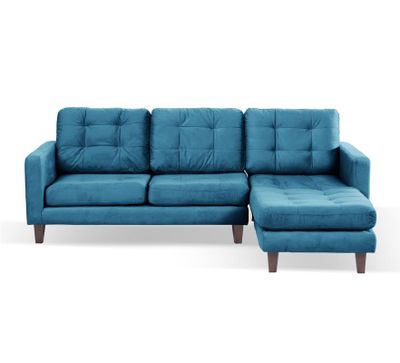 Sofa Chaiselong Der Napoles Tela Velvet  Azul Petroleo