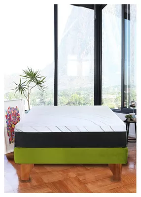Cama Europea Zen Pro Colchon Resortes 1.5 Plaza Base Dividida Tela Pistacho