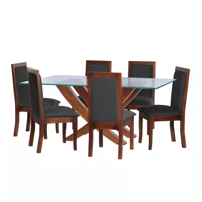 Juego De Comedor Alicante 6 Sillas Girona Tela Velvet Negro