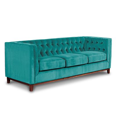 Imagen 2 del producto Sofá Roma 3 Cuerpos Capitoné Tela Velvet Turquesa
