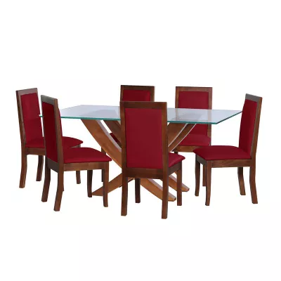 Juego De Comedor Alicante 6 Sillas Girona Pu Rojo