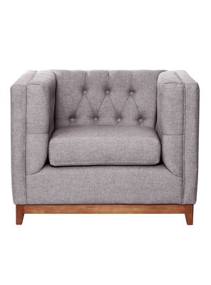 Sofá Roma 1 Cuerpo Capitoné Lino Gris Claro