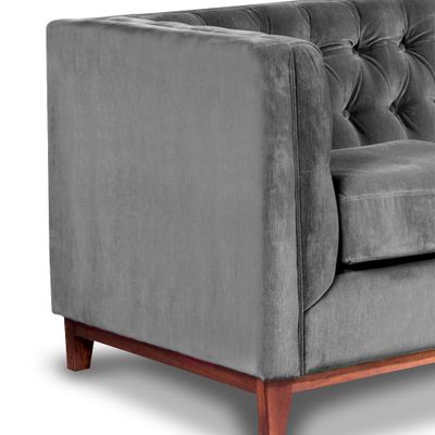 Imagen 2 del producto Sofá Roma 1 Cuerpo Capitoné Tela Velvet Gris