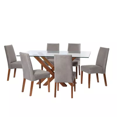 Imagen 1 del producto Juego De Comedor Merida 6 Sillas Cadiz Tela Velvet Gris