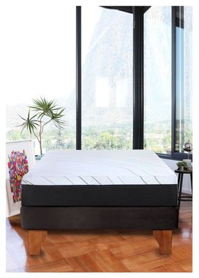 Cama Europea Zen Pro Colchon Resortes 1.5 Plaza Base Dividida Tela Negro