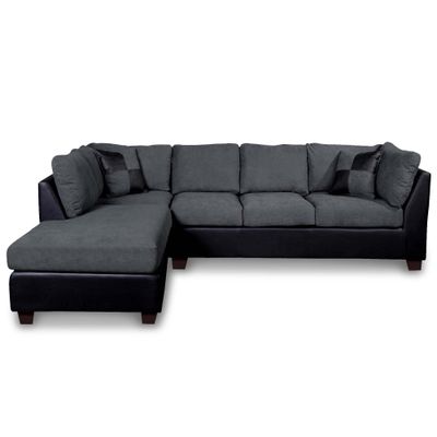 SECCIONAL PADUA IZQ PU NEGRO/TELA VELVET GRIS