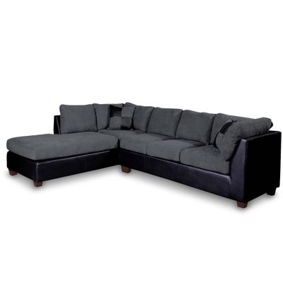 Imagen 2 del producto SECCIONAL PADUA IZQ PU NEGRO/TELA VELVET GRIS