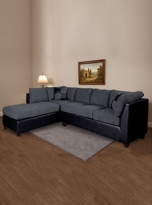 SECCIONAL PADUA IZQ PU NEGRO/TELA VELVET GRIS