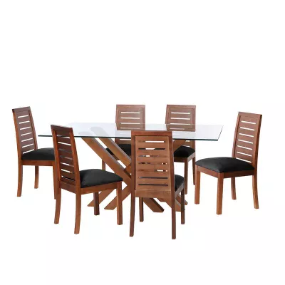 Juego De Comedor Merida 6 Sillas Tenerife Tela Velvet Negro
