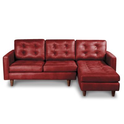 Sofa Seccional Derecho Napoles Cuero Ketucky Rojo