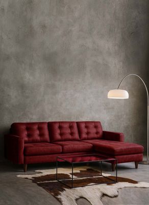 Sofa Seccional Derecho Napoles Cuero Ketucky Rojo