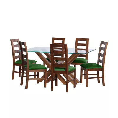 Juego De Comedor Merida 6 Sillas Granada  Tela Velvet Verde